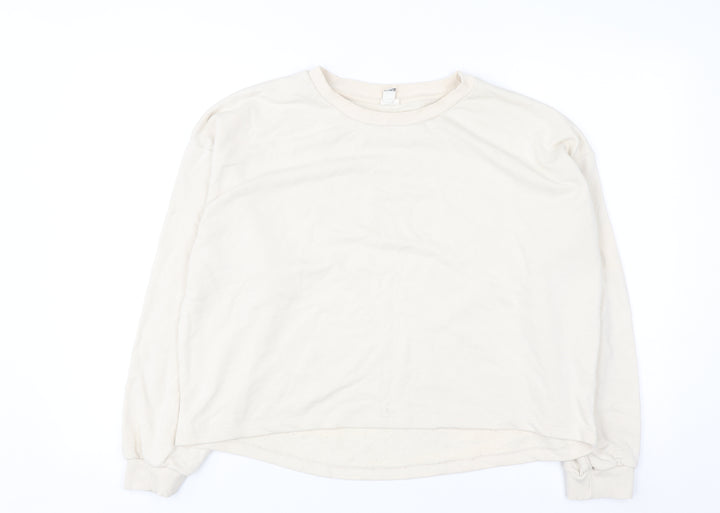 River Island Women Beige Cotton Blend Pullover Sweatshirt M