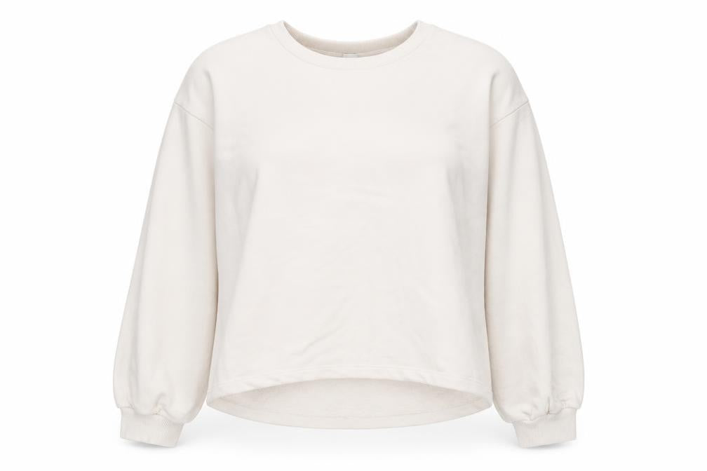 Front view of River Island Women Beige Cotton Blend Pullover Sweatshirt M