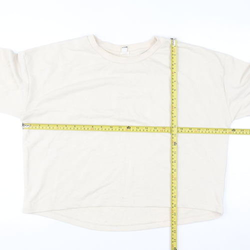 River Island Women Beige Cotton Blend Pullover Sweatshirt M