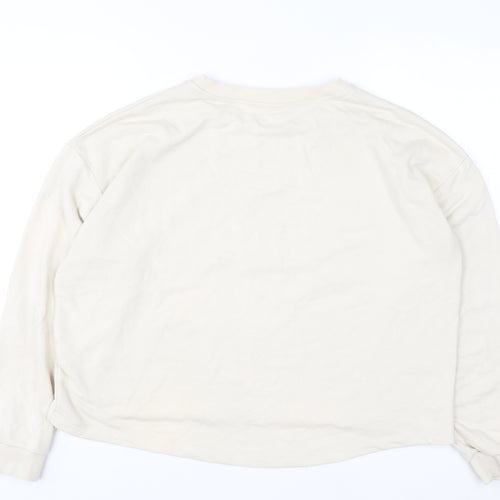 River Island Women Beige Cotton Blend Pullover Sweatshirt M