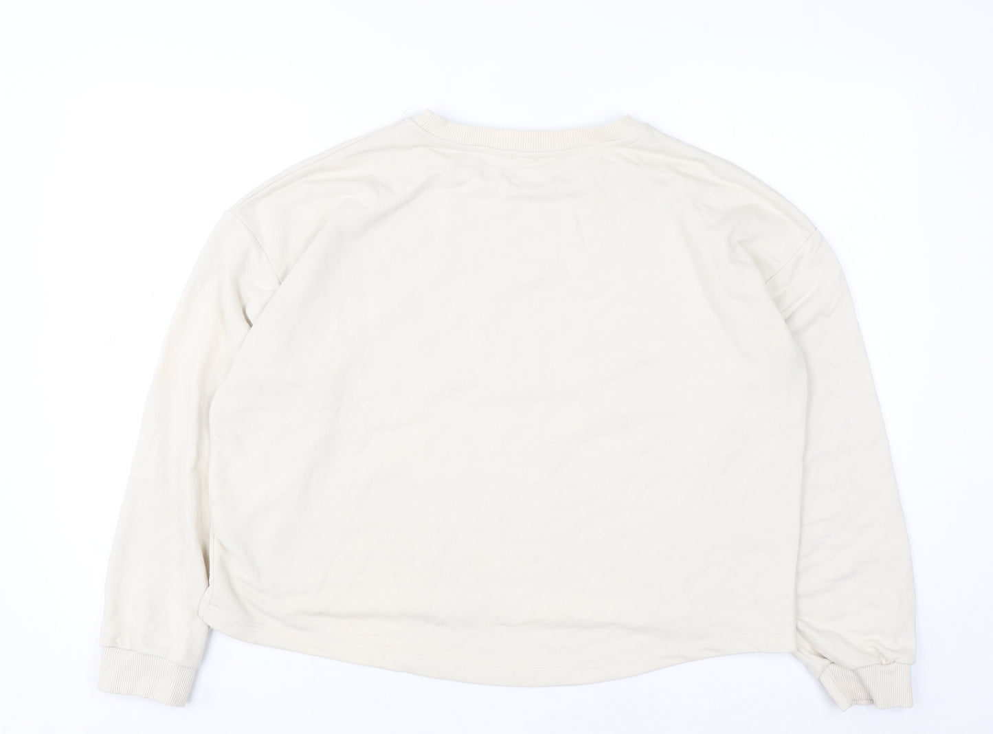 River Island Women Beige Cotton Blend Pullover Sweatshirt M