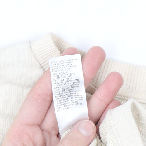 River Island Women Beige Cotton Blend Pullover Sweatshirt M