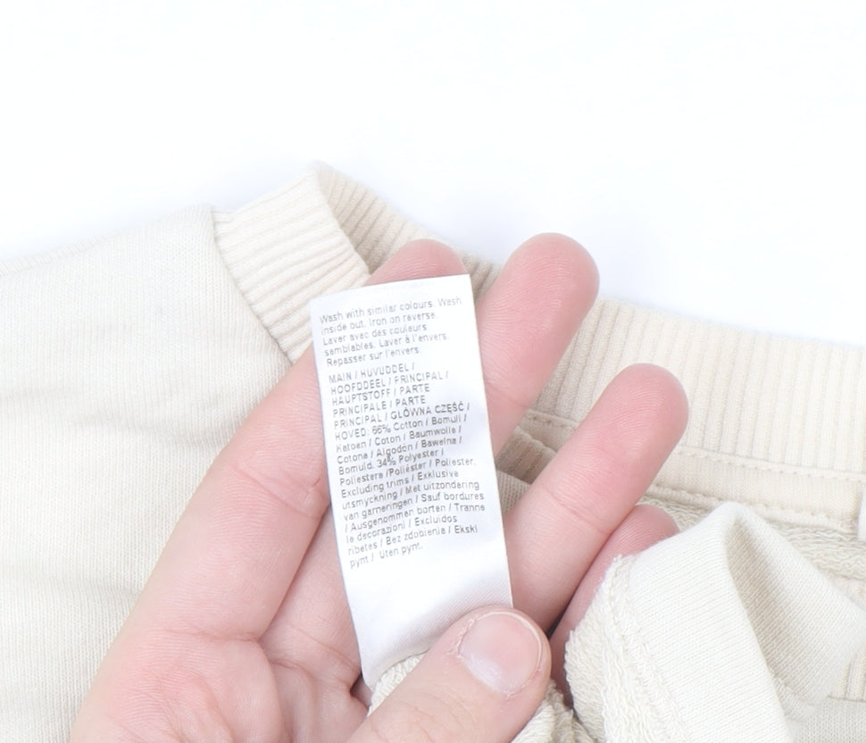 River Island Women Beige Cotton Blend Pullover Sweatshirt M