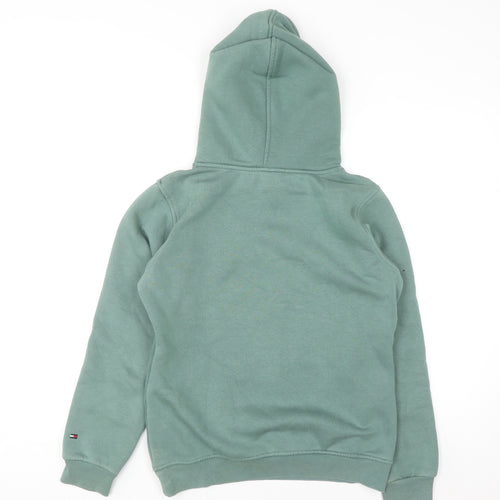 Tommy Hilfiger Men's Green Pullover Hoodie Size M Logo Fleece