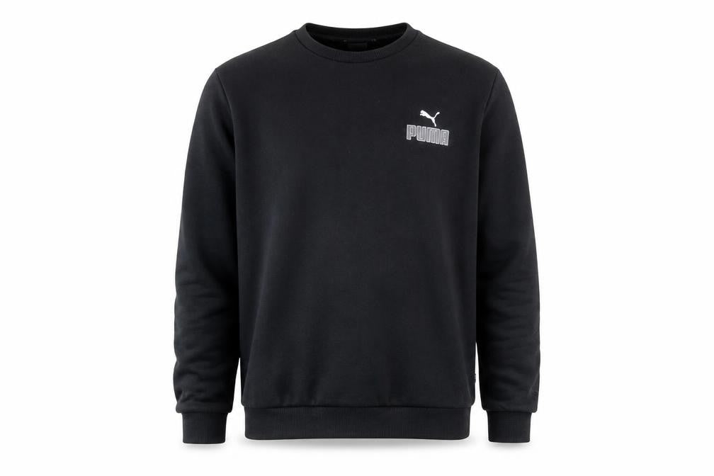 Front view of Puma Men Black M Crew Neck Pullover Sweatshirt Regular Fit
