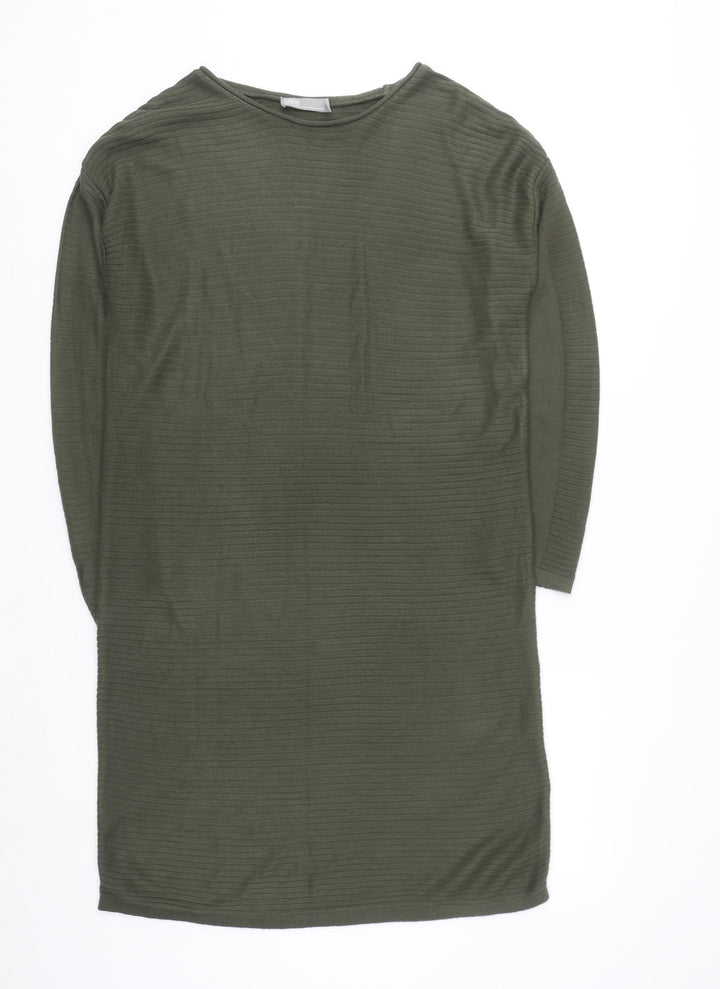 ASOS Women’s Green Shift Knit Dress Size 6 3/4 Sleeve Casual
