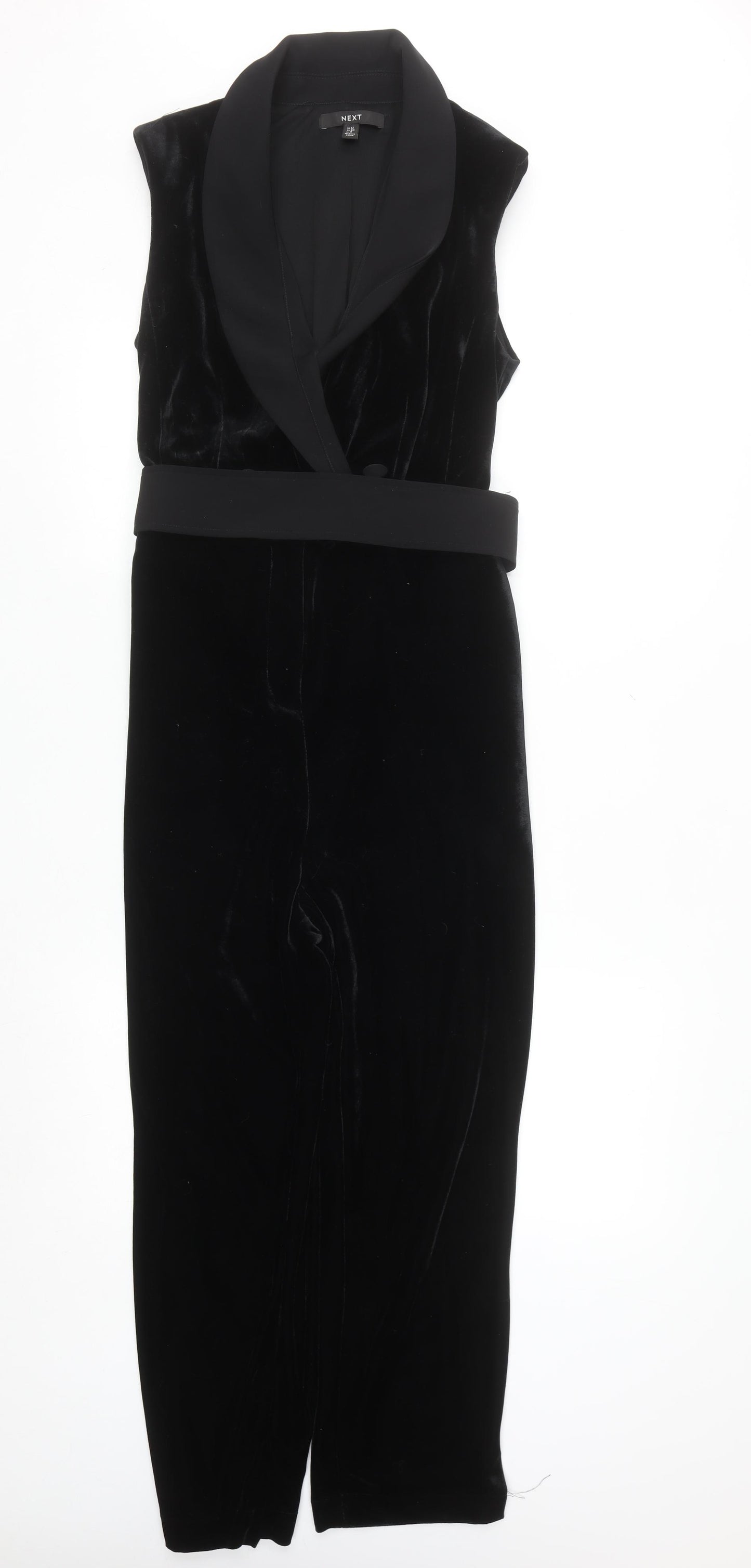 Next Women's Black Velvet Sleeveless Jumpsuit UK 12 Elegant Partywear