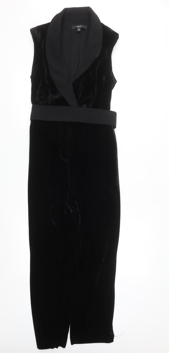 Next Women's Black Velvet Sleeveless Jumpsuit UK 12 Elegant Partywear