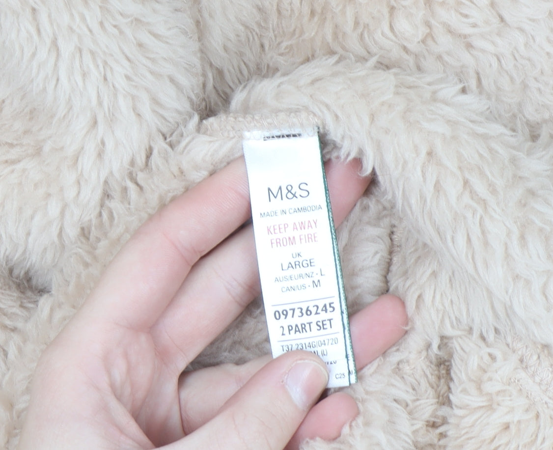Marks and Spencer Women's Beige Fleece Hooded Robe L