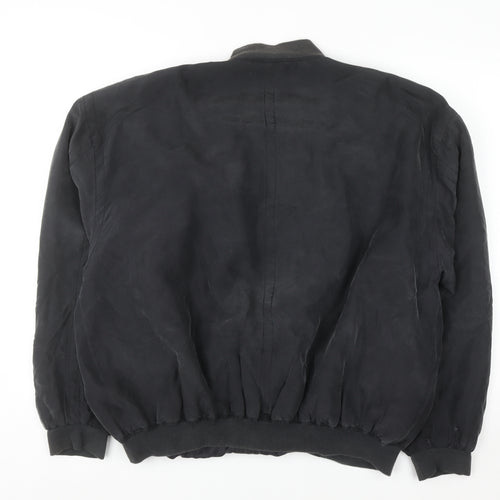 Pure Silk Men's Black Bomber Jacket Size M Full Zip Casual