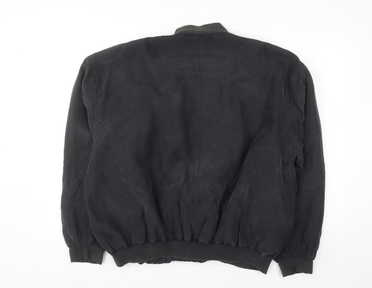 Pure Silk Men's Black Bomber Jacket Size M Full Zip Casual
