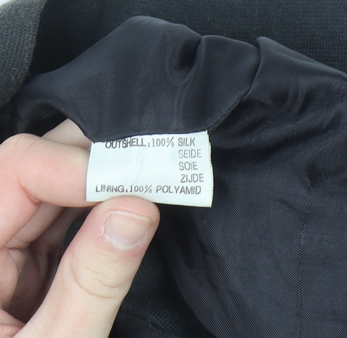 Pure Silk Men's Black Bomber Jacket Size M Full Zip Casual