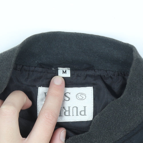 Pure Silk Men's Black Bomber Jacket Size M Full Zip Casual