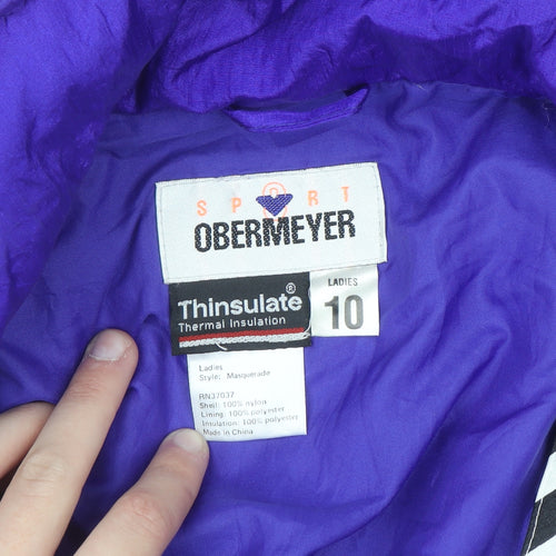 Obermeyer Women’s Purple Ski Jacket Suit Size 10 Belted Insulated