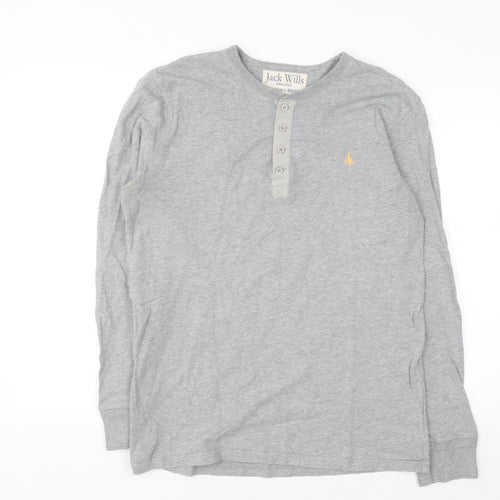 Jack Wills Men’s Grey Henley Sweatshirt Cotton Size M