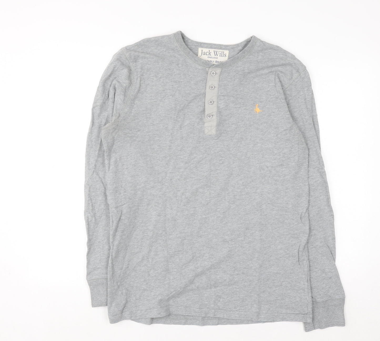 Jack Wills Men’s Grey Henley Sweatshirt Cotton Size M