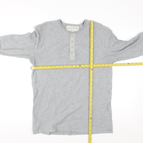 Jack Wills Men’s Grey Henley Sweatshirt Cotton Size M