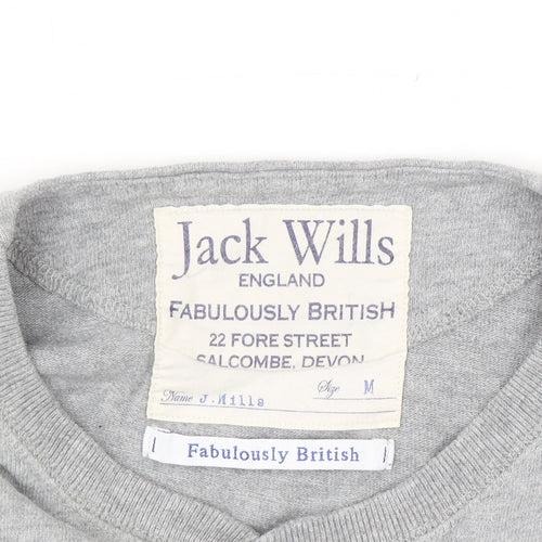 Jack Wills Men’s Grey Henley Sweatshirt Cotton Size M