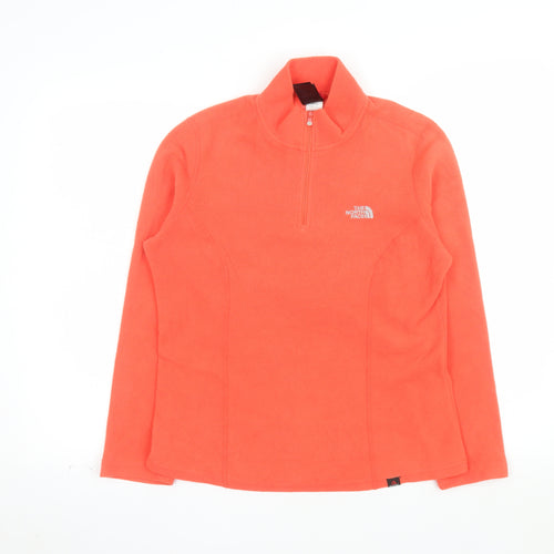 The North Face Womens Orange Fleece 1/2 Zip Pullover Jacket M