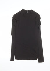 River Island Womens Black Roll Neck Long Sleeve Viscose Blouse Size 12