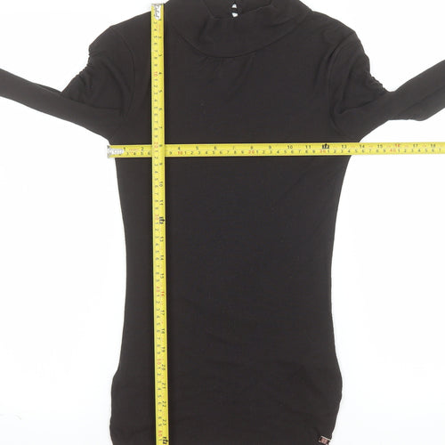 River Island Womens Black Roll Neck Long Sleeve Viscose Blouse Size 12