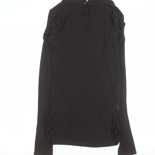 River Island Womens Black Roll Neck Long Sleeve Viscose Blouse Size 12