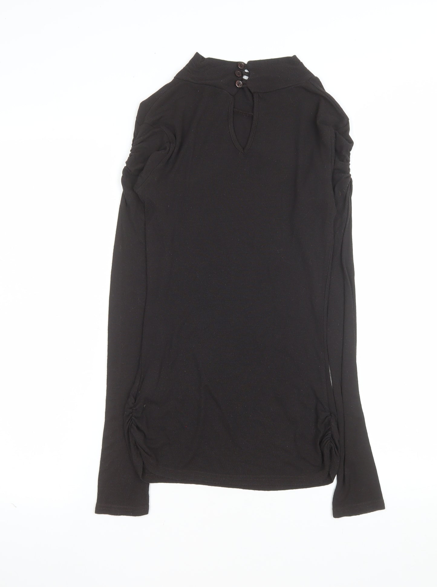 River Island Womens Black Roll Neck Long Sleeve Viscose Blouse Size 12