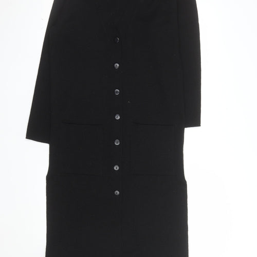 Nightingales LTD Women’s Black V-Neck Wool Blend Long Cardigan Size S
