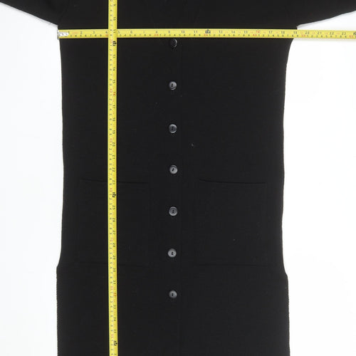 Nightingales LTD Women’s Black V-Neck Wool Blend Long Cardigan Size S