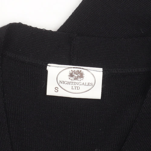 Nightingales LTD Women’s Black V-Neck Wool Blend Long Cardigan Size S