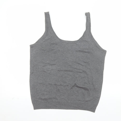 Massimo Dutti Women Grey Silk Cashmere Tank Top XL