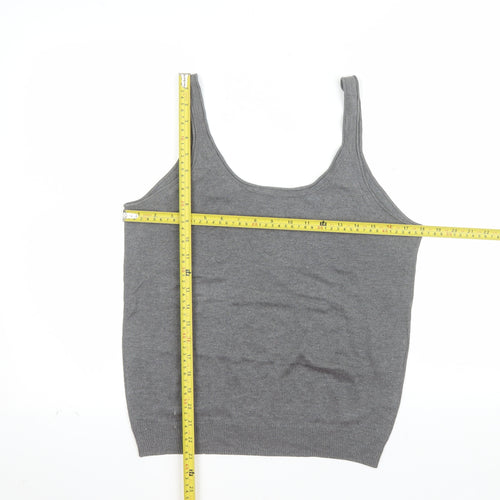 Massimo Dutti Women Grey Silk Cashmere Tank Top XL