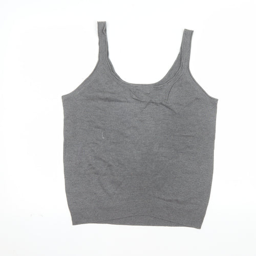 Massimo Dutti Women Grey Silk Cashmere Tank Top XL