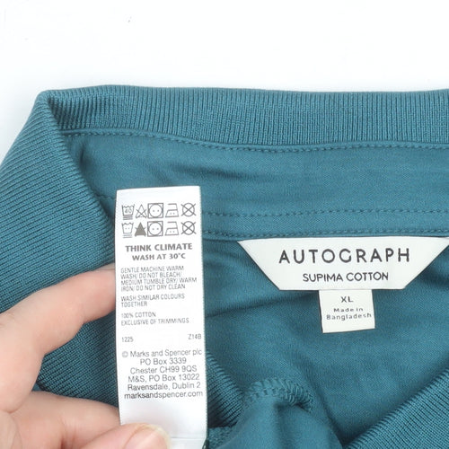 Marks and Spencer Autograph Men's Blue Supima Cotton Polo Shirt XL