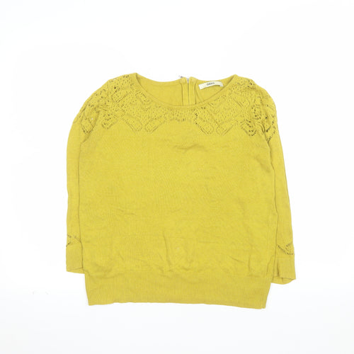 Oasis Women Yellow Knit Cotton Viscose Jumper S Crew Neck