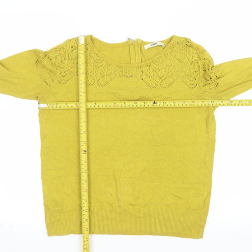 Oasis Women Yellow Knit Cotton Viscose Jumper S Crew Neck