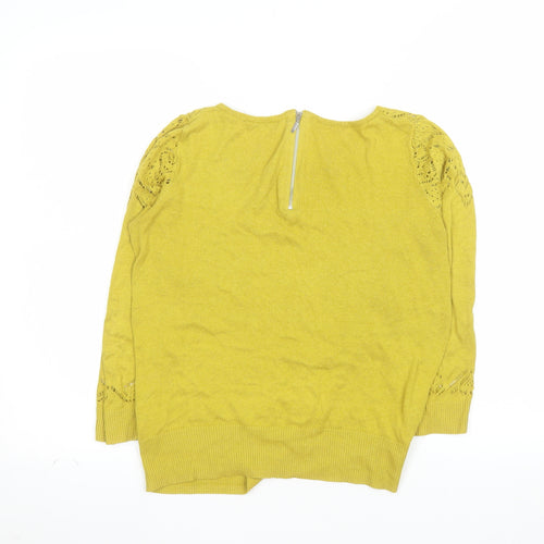 Oasis Women Yellow Knit Cotton Viscose Jumper S Crew Neck