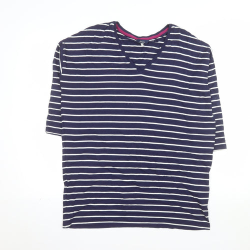 Joules Women’s Blue Striped V-Neck T-Shirt Size 10