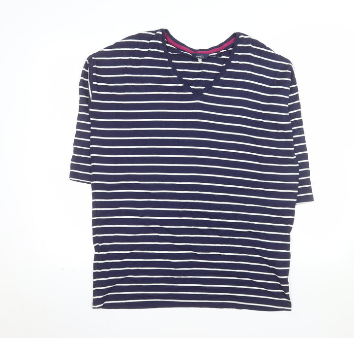 Joules Women’s Blue Striped V-Neck T-Shirt Size 10