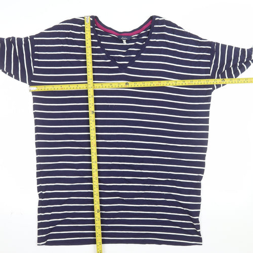 Joules Women’s Blue Striped V-Neck T-Shirt Size 10