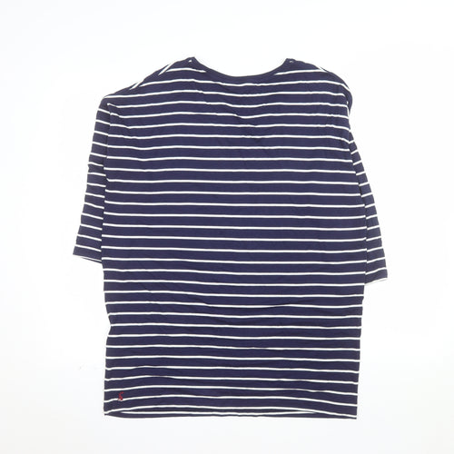 Joules Women’s Blue Striped V-Neck T-Shirt Size 10