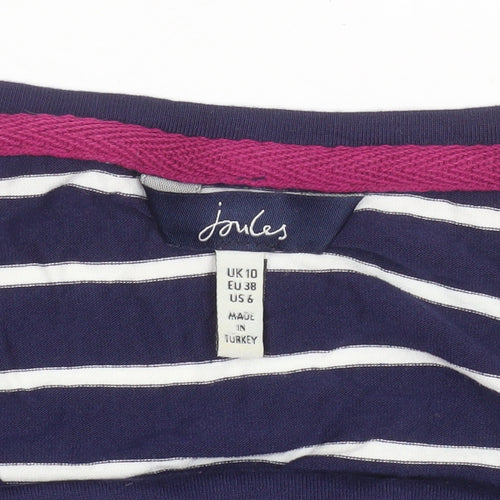 Joules Women’s Blue Striped V-Neck T-Shirt Size 10