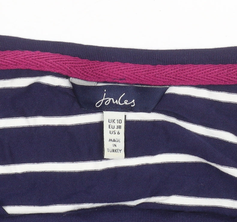 Joules Women’s Blue Striped V-Neck T-Shirt Size 10