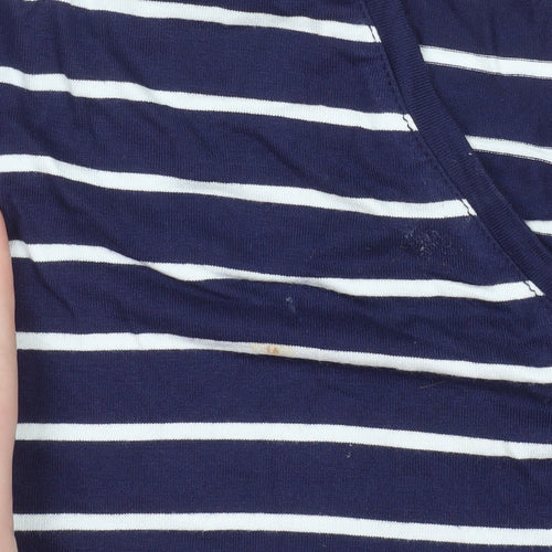 Joules Women’s Blue Striped V-Neck T-Shirt Size 10