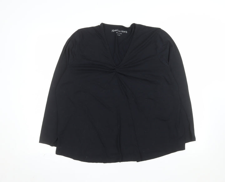 JD Williams Women's Black Long Sleeve V-Neck Tunic Blouse Size 22