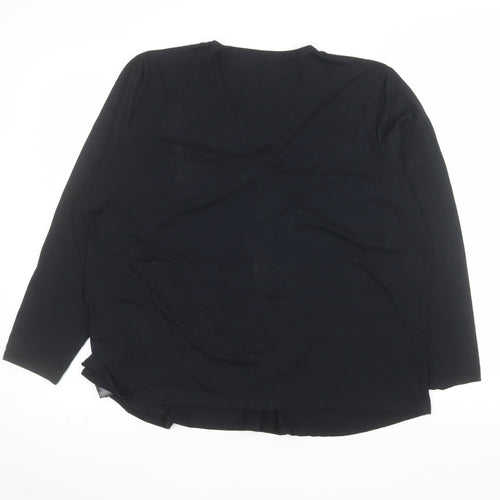 JD Williams Women's Black Long Sleeve V-Neck Tunic Blouse Size 22