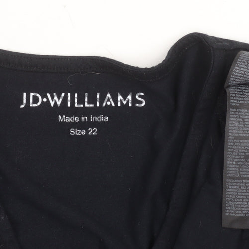 JD Williams Women's Black Long Sleeve V-Neck Tunic Blouse Size 22