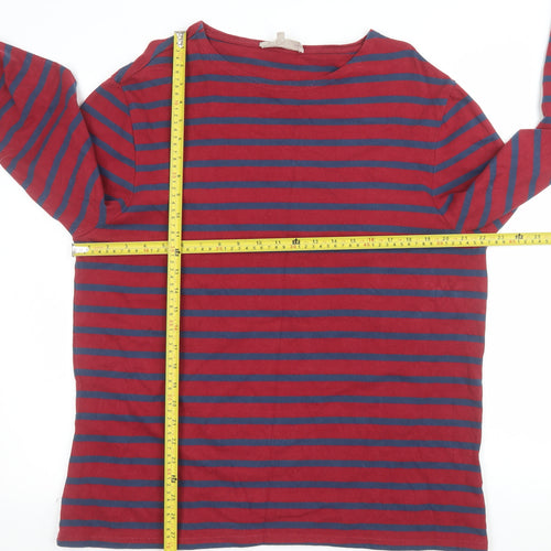 Seasalt Cornwall Men's Red Navy Striped Cotton Sailor Shirt L