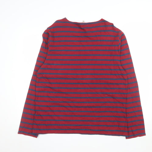 Seasalt Cornwall Men's Red Navy Striped Cotton Sailor Shirt L