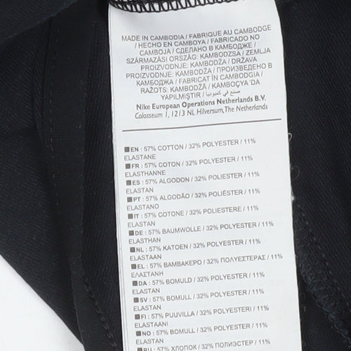 Nike Womens Black Long Sleeve Bodysuit L Cotton Blend Logo Style